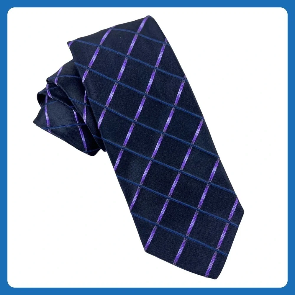 Robert Talbott Best of Class Tie Men's Blue Purple Silk Cotton Necktie 3.5